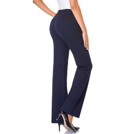 Tapata Women's 28''/30''/32''/34'' Stretchy Bootcut Dress Pants with Pockets Tall, Petite, Regular for Office Work Business 32", Navy Blue, S