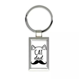 Gift Keychain : CAT DAD Mustache Family Christmas Birthday Kitten Fathers Day