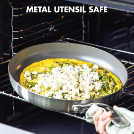 GreenPan Chatham Tri-Ply Stainless Steel Healthy Ceramic Nonstick 10" Frying Pan Skillet, PFAS-Free, Induction Suitable, Dishwasher Safe, Silver