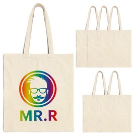MR.R 6 Pcs Sublimation Blanks Canvas Polyester Bag for Heat Press Printing, 14"x16"(Beige)