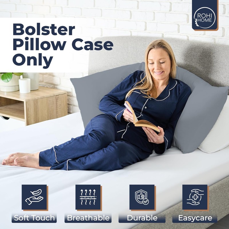 Rohi Bolster Pillow Cases - Soft & Breathable Polycotton Long