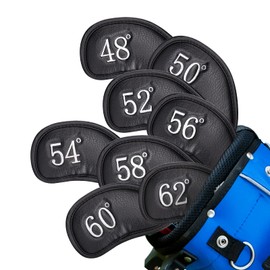 CRAFTSMAN Golf Wedge Cover, Velcro Closure, Headcover Set, Set of 8 (48°, 50°, 52°, 54°, 56°, 56°, 58°, 60°, 62°), Embroidered Number, Synthetic Leather