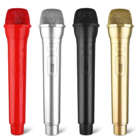 4 Pieces Microphone Prop Play Plastic Toy Microphone Fake Microphone Prop Simulate Speech Practice Plastic Microphone Plastic Fake Microphone Stage Mic Prop for Boys Girls Costume Party Favors 4 Color