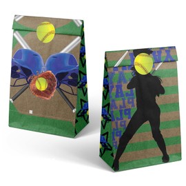 Outego 24 Softball Party Favor Bags with Stickers Softball Goodie Bags Softball Party Favors for Kids Softball Birthday Party Supplies