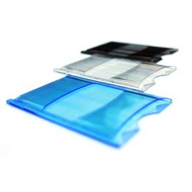 Waizmann.IDeaS® 1 x transparent – ID card holder, protective cover, card case, 90 mm x 57 mm, CR80 thumb slot, EC cards, plastic cards, credit cards, bank cards, credit cards, Transparent pieces: 10