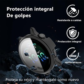 QWYJ Funda para Garmin Vivoactive 6 Case Carcasa PC con Protector de Pantalla para Garmin Vivoactive 6 Funda(Negro)