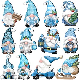 24 Pieces Christmas Gnome Wooden Hanging Ornaments, Wood Hanging Decor for Christmas Tree Decoration Gnome Santa Doll Wooden Hanging Craft Gnome Elf Party Supplies