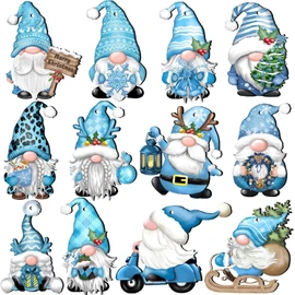 24 Pieces Christmas Gnome Wooden Hanging Ornaments, Wood Hanging Decor for Christmas Tree Decoration Gnome Santa Doll Wooden Hanging Craft Gnome Elf Party Supplies