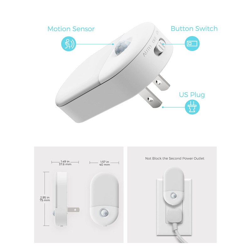 L LOHAS LED Motion Sensor Night Light, [2 Pack] Motion