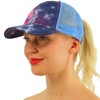 C.C Gorra de béisbol lisa para cola de caballo, moños,
