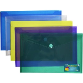Poly Envelope- 5pc Mix Vibrant Colors Set- Translucent, Water/tear Resistant