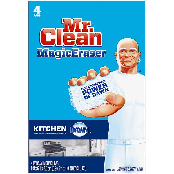 Mr. Clean Magic Eraser Kitchen, Cleaning Pads with Durafoam, 4 count (Packaging May Vary)