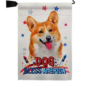 Breeze Decor Patriotic Fawn Corgi Garden Flag Set Mailbox Hanger Dog Puppy Spoiled Paw Canine Fur Pet Nature Farm Animal Creature House Banner Small Yard Gift Double-Sided, Made in USA