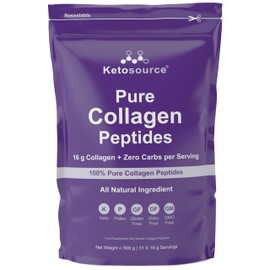 Pure Collagen Peptides | Keto Collagen Powder | Easy Mixing & No Clumping | Zero Aftertaste | 100% Pure Hydrolyzed Collagen with Bovine Collagen | 100% Transparency 3rd Party Lab Testing | Ketosource®