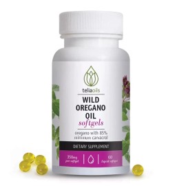 Teliaoils Wild Oregano Oil 60 Softgels 85% Carvacrol, Greek Oregano