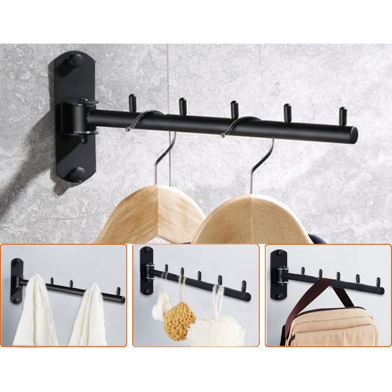 Clothes Hanger Rack Swing Arm, Folding Wall Mounted Clothes Hanger
