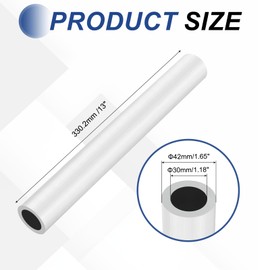 sourcing map 6063 Aluminum Tubing Round Tube 1.65"(42mm) OD x 1.18"(30mm) ID 13"(330.2mm) Length Metal Straight Pipe for Industrial, DIY Craft, Furniture, Decoration, Silver