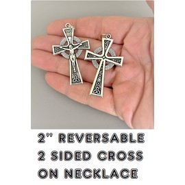 Fashion Jewelry Large JESUS CELTIC IRISH CRUCIFIX CROSS On 26" 925 Sterling Silver Necklace Men