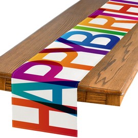 Artoid Mode Camino de Mesa Cumpleaños Feliz Multicolor, Decoración de Mesa para Cocina y Comedor, Fiesta y Hogar, 13 x 72 Pulgadas