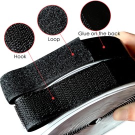 OKKBgo 27FT× 1IN Hook and Loop Strips with Adhesive, Industrial Strength Heavy Duty Sticky Back Fastener Tape for Fabric. Double Sided Self Adhesive Strip for Mounting, Picture Hanging, Black