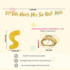 ESSENTIVAL Birthday Banner 50th Birthday Party, 50th Never Looked So Good, Anniversary Celebration, Men Women, Decoration, Background, Gold, Party (50 Gold)