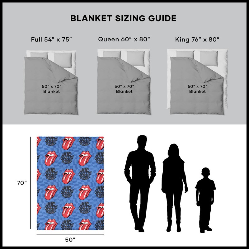 Northwest The Rolling Stones Psychedelic Check Throw Blanket, Oversized Rock