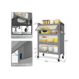 Unbranded 4 Tiers Storage Cabinet Kitchen Appliance Cabinet Kitchen Pantry - grey