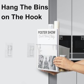 vacane Large Organizing Caddy with 2 Command Strips, Adhesive Wall Mounted Storage Organizer Bins