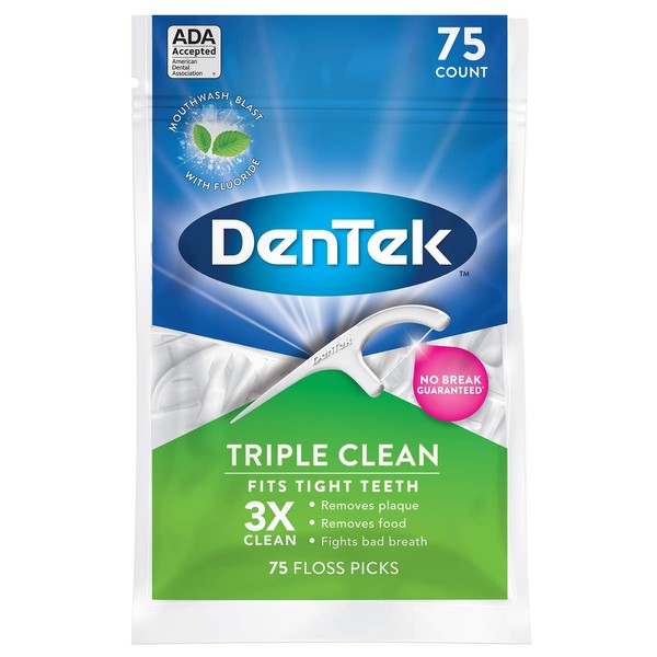 DenTek Triple Clean Floss Picks, 75 Count (Pack of 3)