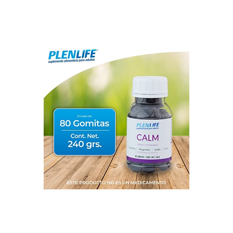 PLENLIFE Gomitas Calm con magnesio y L-teanina sabor frambuesa, 80