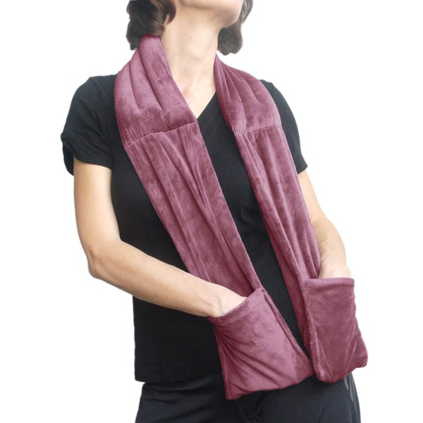 Herbal Concepts Aromatherapy Rectangular Shaped Microwaveable Wrap Made of Organic Flaxseed, Lavender, & Peppermint for Neck | Warming Scarf Relieves Stress & Tension | Available in Mauve