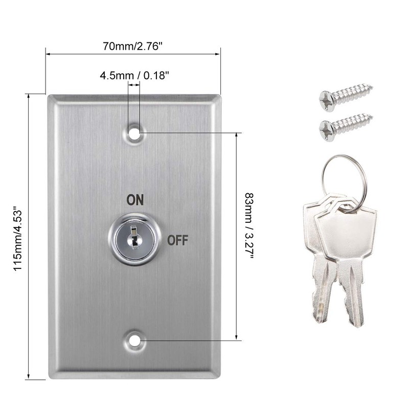 uxcell Key Switch Lock On/Off Exit Switch Emergency Door Release
