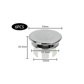 Hinapan 6 Pieces Sink Overflow Cap, Sink Overflow Cover, Round Faucet Hole Cover, for Kitchen, Bathroom, Bathtub Accessories, Applicable Opening 22-24mm