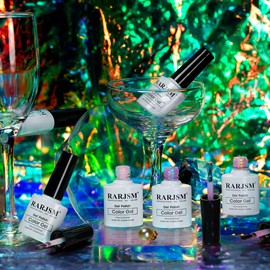 RARJSM Pearl Gel Nail Polish, Glitter Pearlescent Shell Polish Set 6 Colors Pink White Green Purple Shimmer Mermaid Swirl Thread Effect Soak Off LED UV Curing Requires DIY Manicure Use