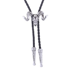 GelConnie Western Bolo Tie Texas Bola Tie Necktie Cowboy Cowgirl Longhorn Buffalo Steer Cow Skull Leather Rodeo Necklace for Men Women