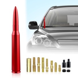 Ajxn 1 PC Car Truck Bullet Antenna, Radio Antenna Replacement, Fit for Chevy Silverado 1500 2500 3500 HD Avalanche GMC Sierra 1500 2500 3500 Denali Heavy Duty Pickup Trucks Accessories (Red)