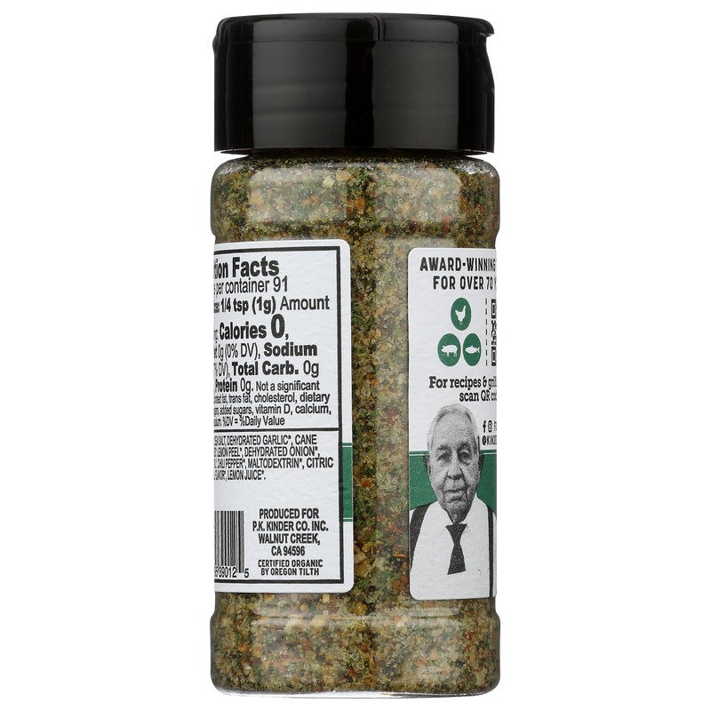 KINDERS Organic Garlic Herb Sea Salt & Lemon Seasoning, 3.2