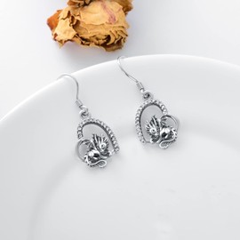 925 Sterling Silver Women's Earrings Sunflower/Tiger/Fox/Wolf/Frog/Dragon/Elephant/Cow/Ballerina/Swords Animal Jewellery Gifts for Women Girls Mother Daughter Birthday Mother's Day, Sterling Silver