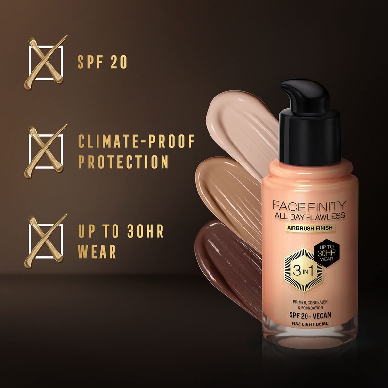 Max Factor Facefinity 3-in-1 All Day Flawless Liquid Foundation SPF