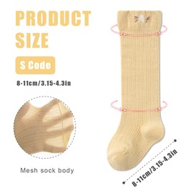 BHIPKOT 2 Pairs Unisex Baby Socks Soft Stockings Tall Knee High Socks, Stretchy Newborn Mesh Hole Socks Cotton Warm Colourful and Breathable Toddler Gift Baby 0-2 Years Old, -
