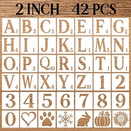 DZXCYZ 2 Inch Letter Stencils Numbers Craft Stencils, 42 Pcs Reusable Plastic Alphabet Drawing Templates for Painting on Wood, Wall, Fabric, Rock, Chalkboard, Signage, Door Porch, DIY Art Projects