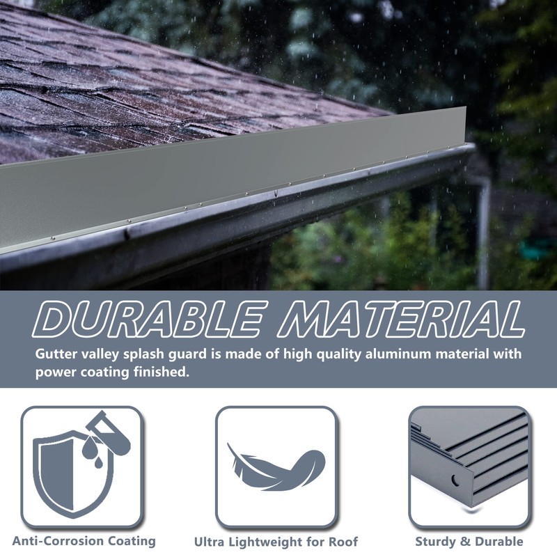 Flamorrow 6 Pack Aluminum Gutter Valley Splash Guards, Rainwater Roofing