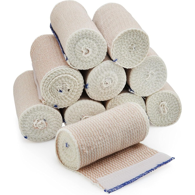 Vakly Elastic Bandage Wrap Rolls with Self-Closure [Pack of 10]