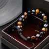 HASKARE Triple Protection Bracelet, Genuine Tigers Eye Black Obsidian and