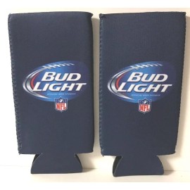 Bud Light New York Giants Beer Koozie Fits 16 oz Aluminum Can - Two (2) New F/S