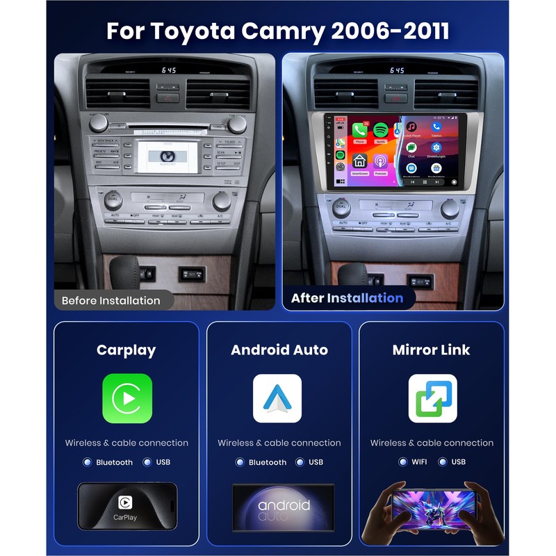 4G 64G J-B-L Radio for Toyota Camry 2006-2011 Car Stereo