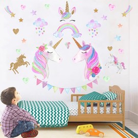 Unicorn Wall Decals Unicorn Stickers Children's Room Princess Decoration Wall Kids Room Wall Decor Pink Wall Decals Unicorn Bedroom Decor for Girls