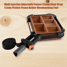 Band Clamp, Woodworking Adjustable Clamp 4 Jaws Strap Holder with Convenient Handle for Picture Frame Cabinets Barrels