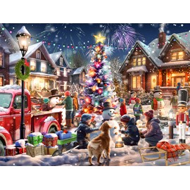 Snowman Contest Jigsaw Puzzle 500 Piece by Vermont Christmas Company - Large Pieces - Fully Interlocking & Randomly Shaped Pieces - 24" x 18"