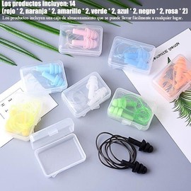 14 pares de Tapones para los Oídos de Cuerda de Natación Reutilizables Tapones para los Oídos Impermeables Tapones para los Oídos de gel de Sílice para Dormir Reducción del Ruido Tapones para los Oídos para Nadar, Roncar, Dormir y Lugares Ruidosos